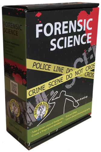 Forensic Science Kit .  There a 4 fun activities included in the kit - you can extract DNA, cast shoe prints, analyse inks and create a fingerprint database