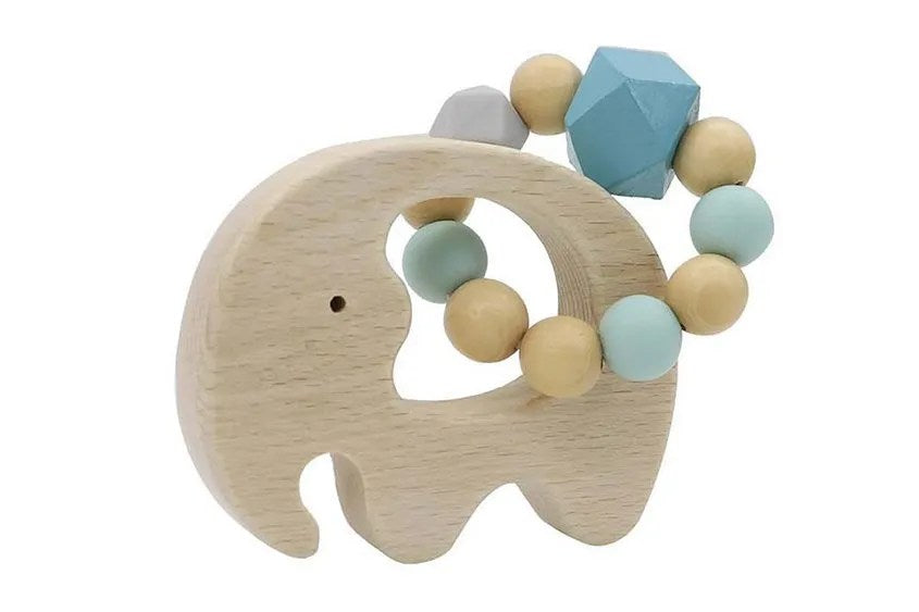 Wooden Baby Rattle with Silicone Beads | Curious Kids Toy Lab
